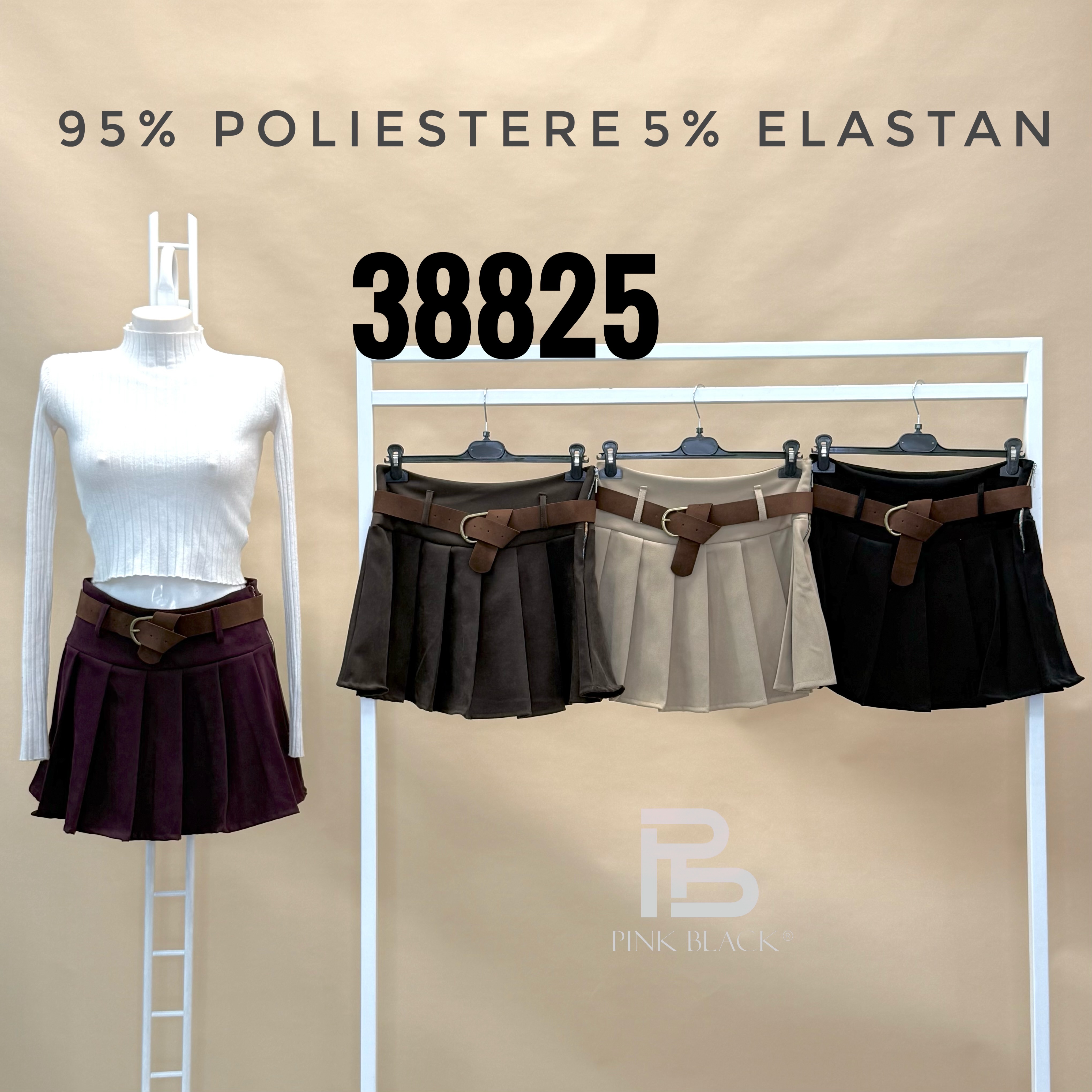 Plisovaná minisukně s páskem