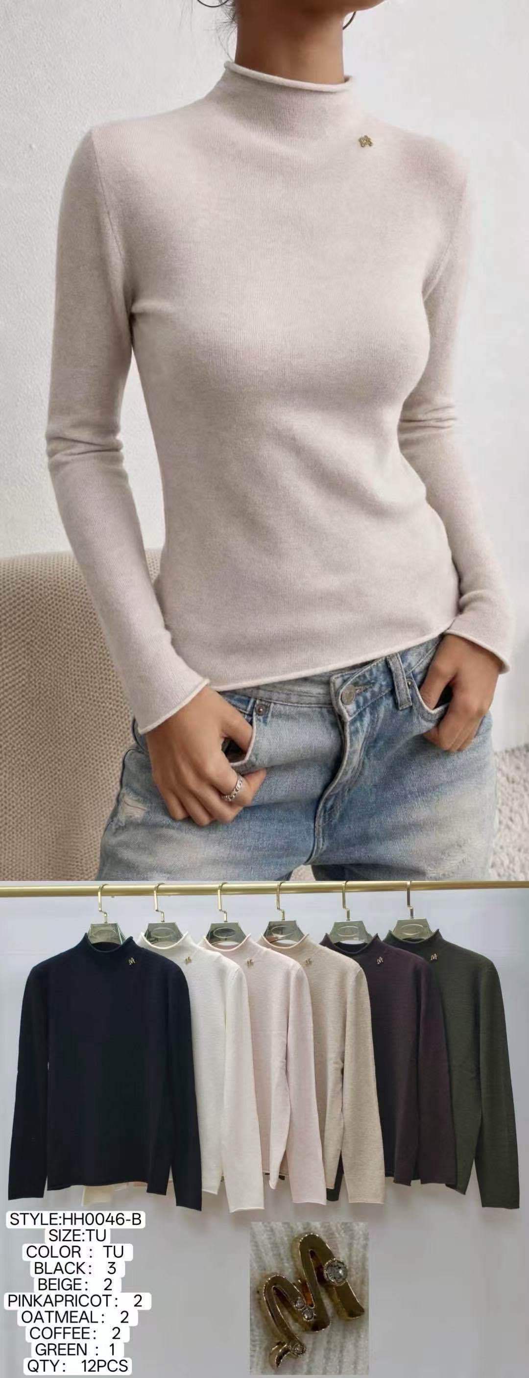 Úzký svetr s polorolákem