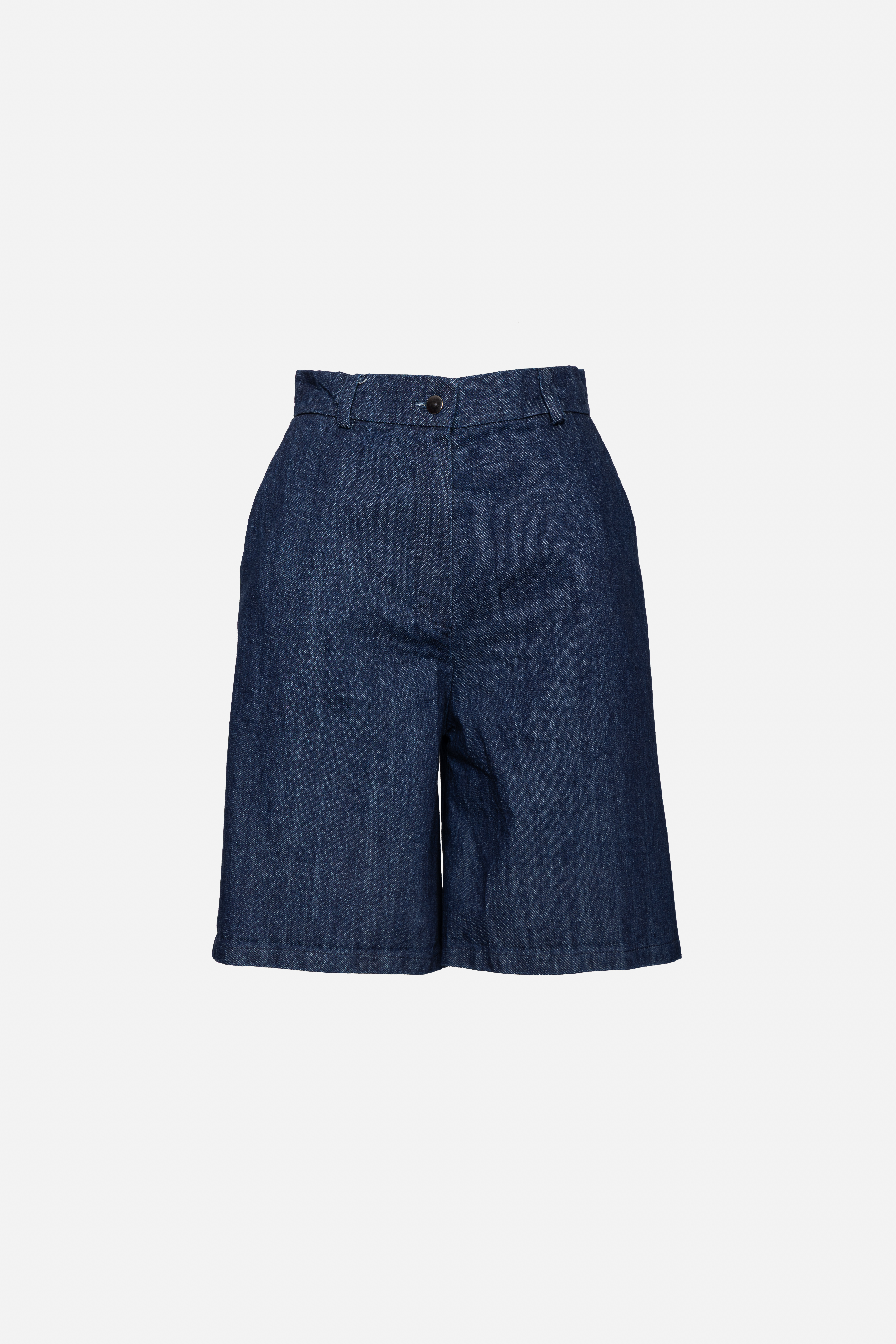 Bermudy s vysokým pasem z denimu