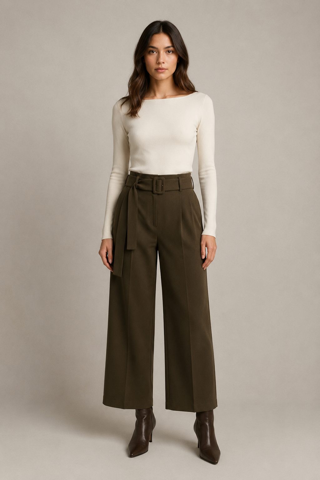 Kalhoty Wide Leg s Páskem