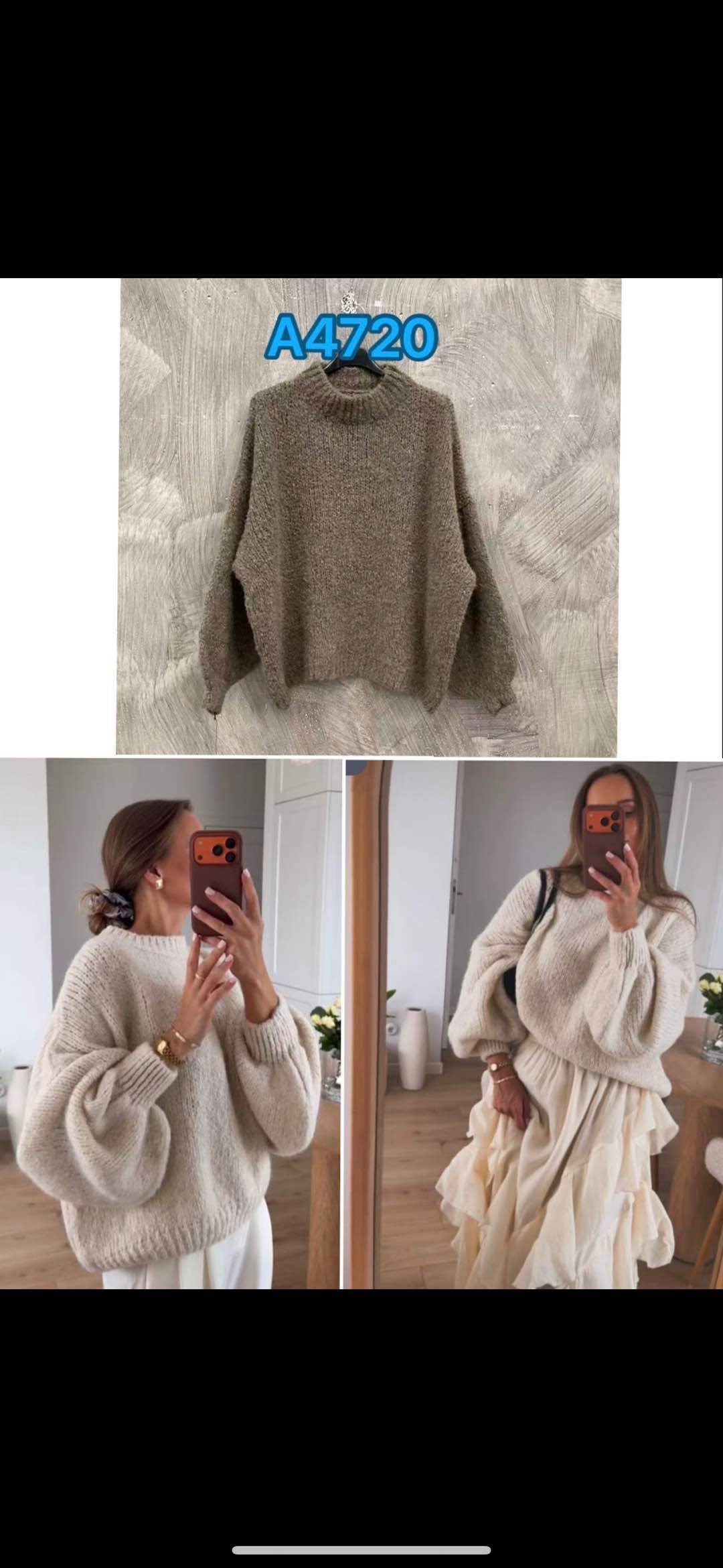 Oversized svetr s nabíranými rukávy