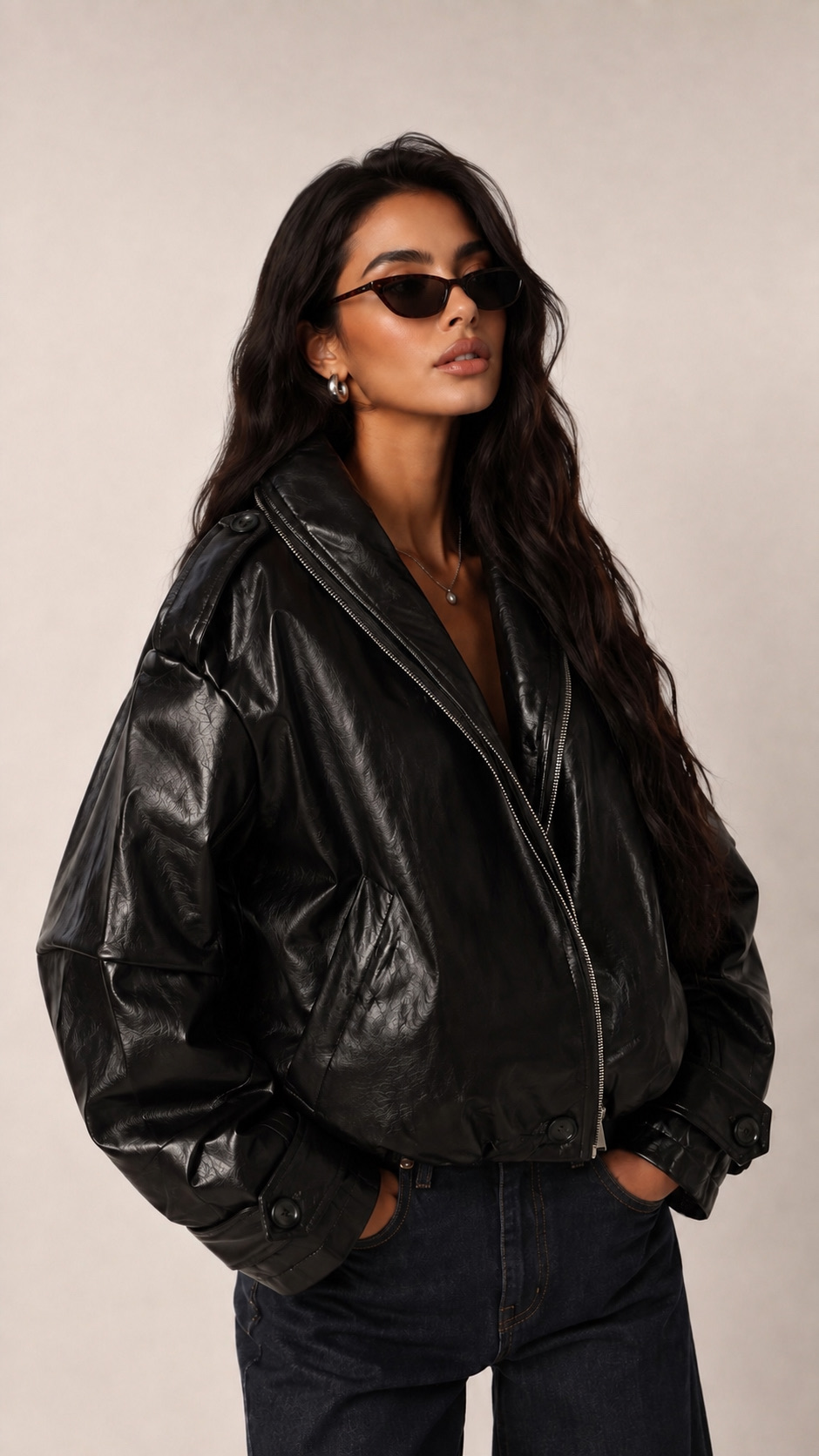 Oversize bunda s klopami