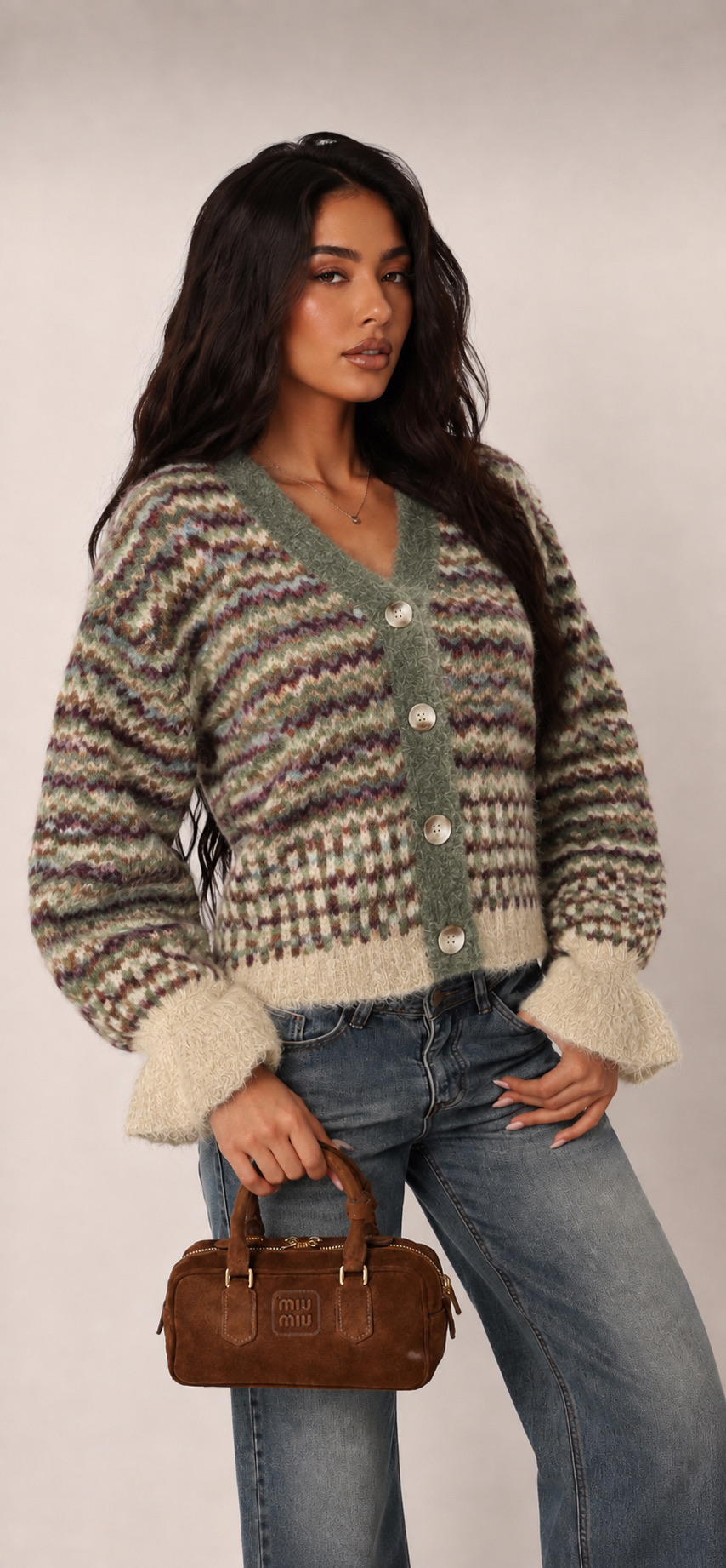 Cardigan s geometrickým vzorem