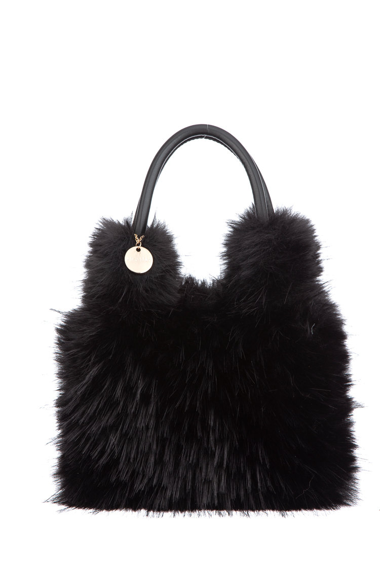 Plyšová shopper kabelka s knoflíky