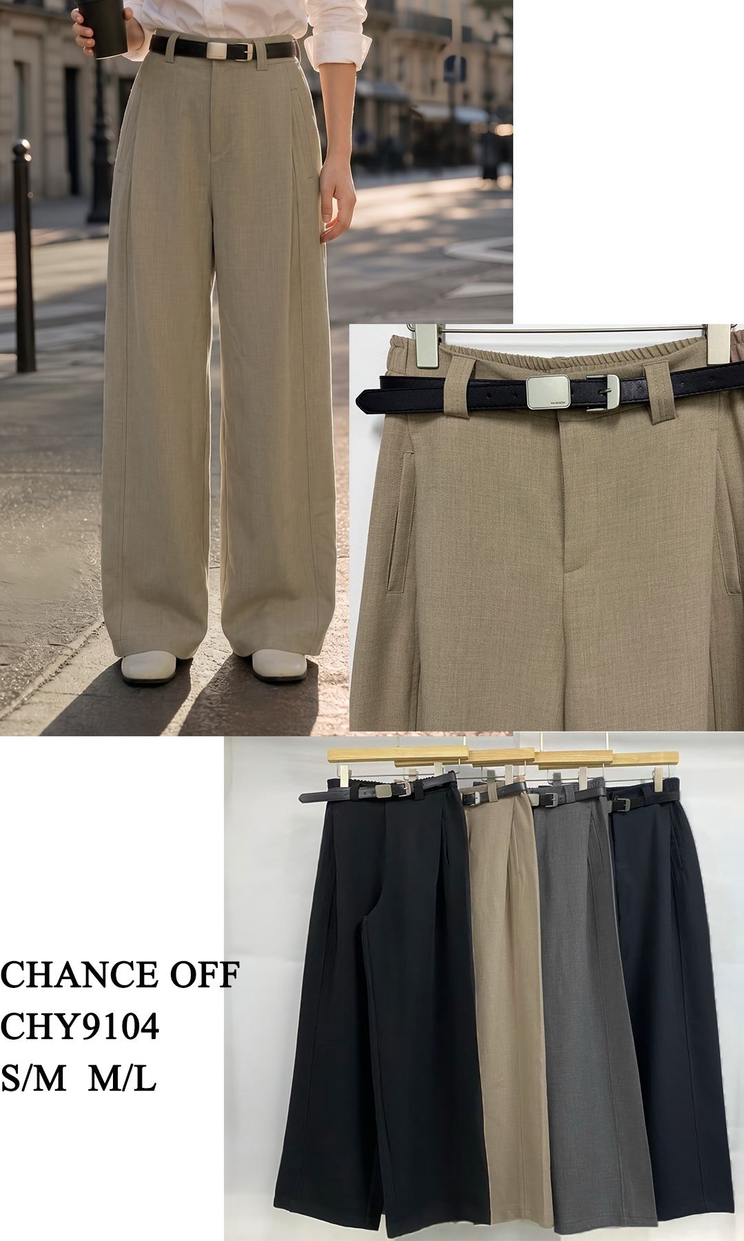 Kalhoty Wide Leg s Liniemi