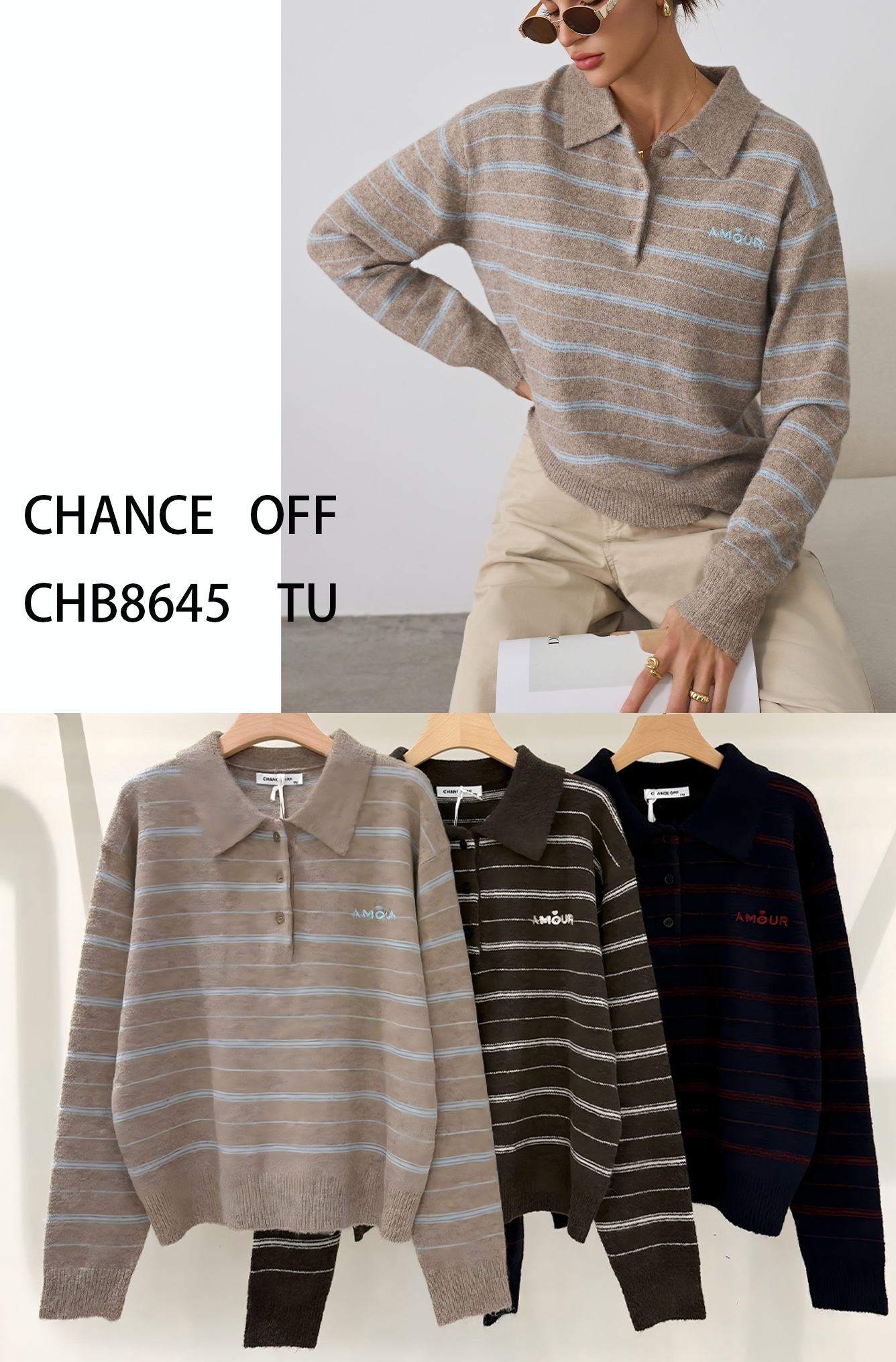 Pruhovaný polo svetr