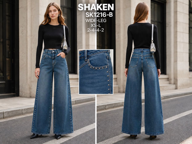 Džíny Wide Leg s cvočky