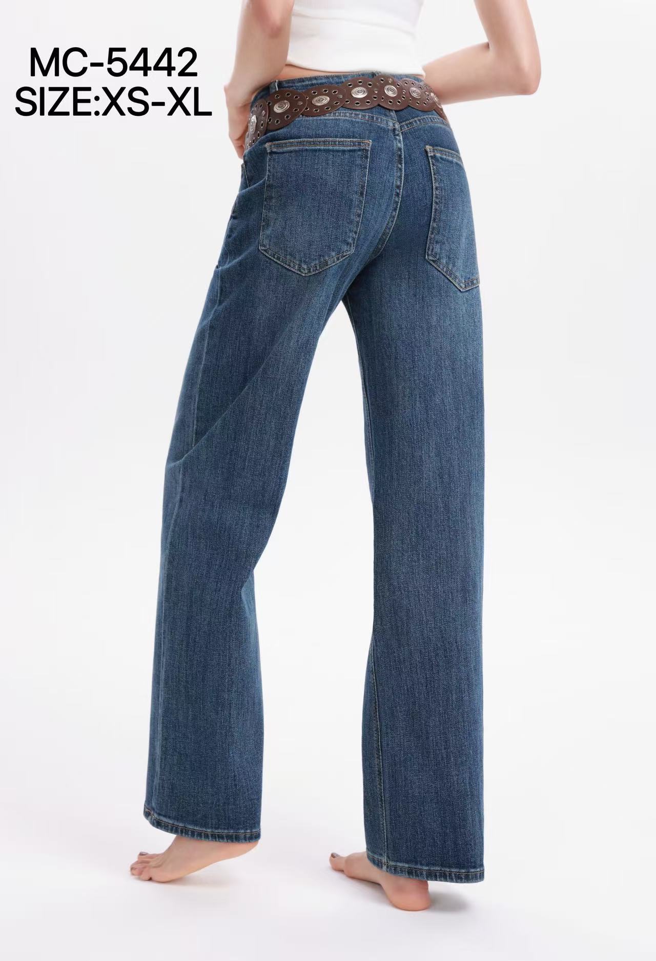 Džínové kalhoty rovného střihu se středním pasem