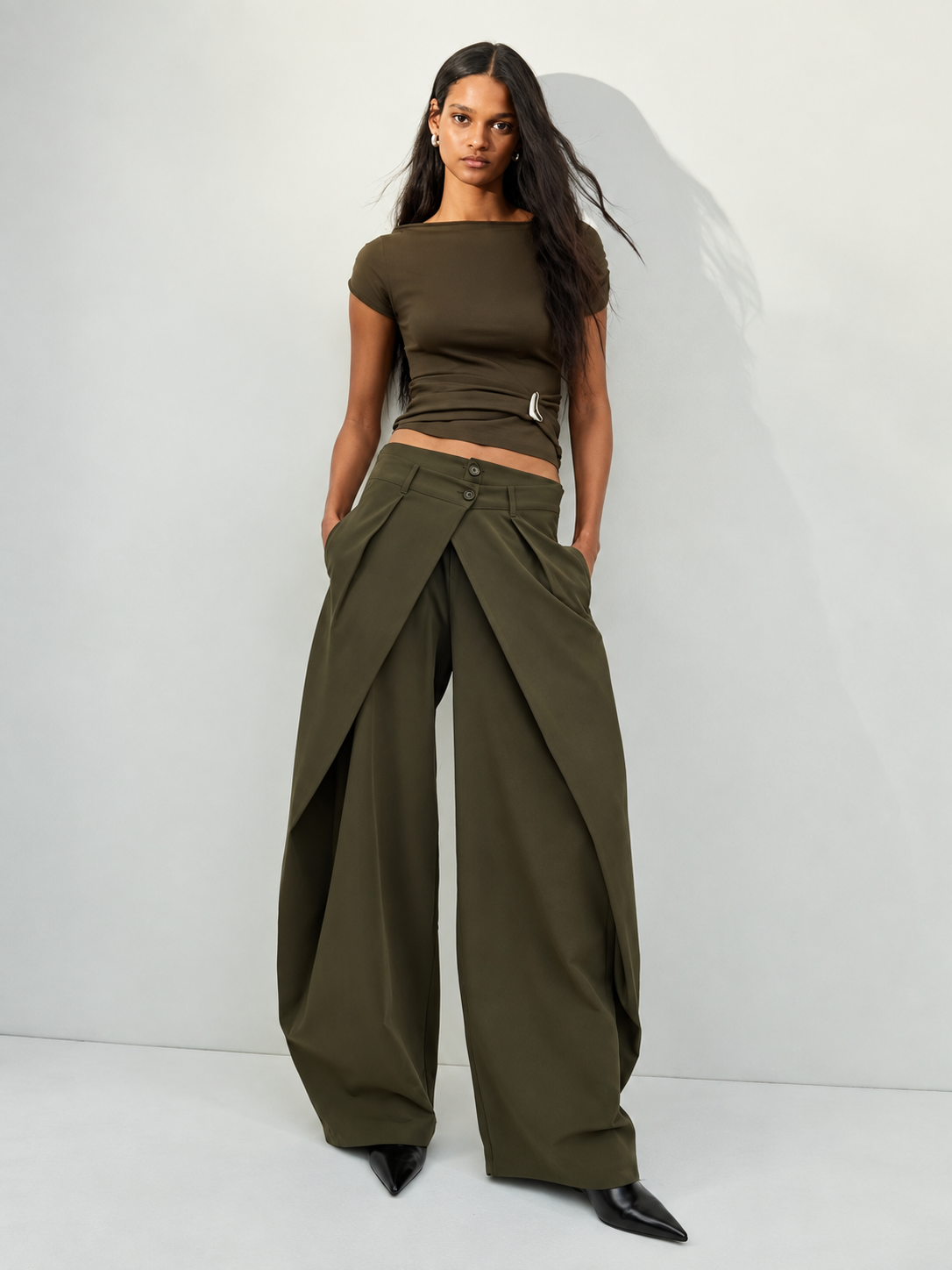 Kalhoty Wide Leg s Plisováním