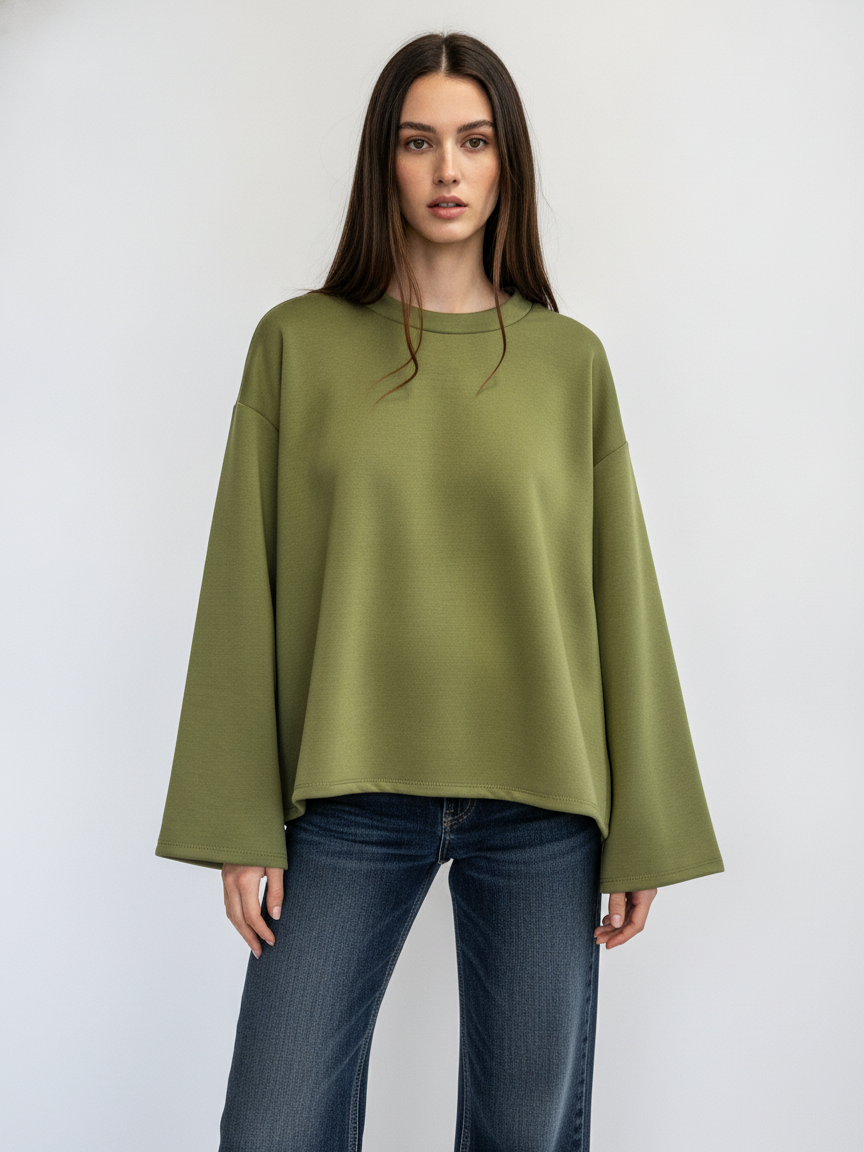 Volný top oversize s dlouhým rukávem