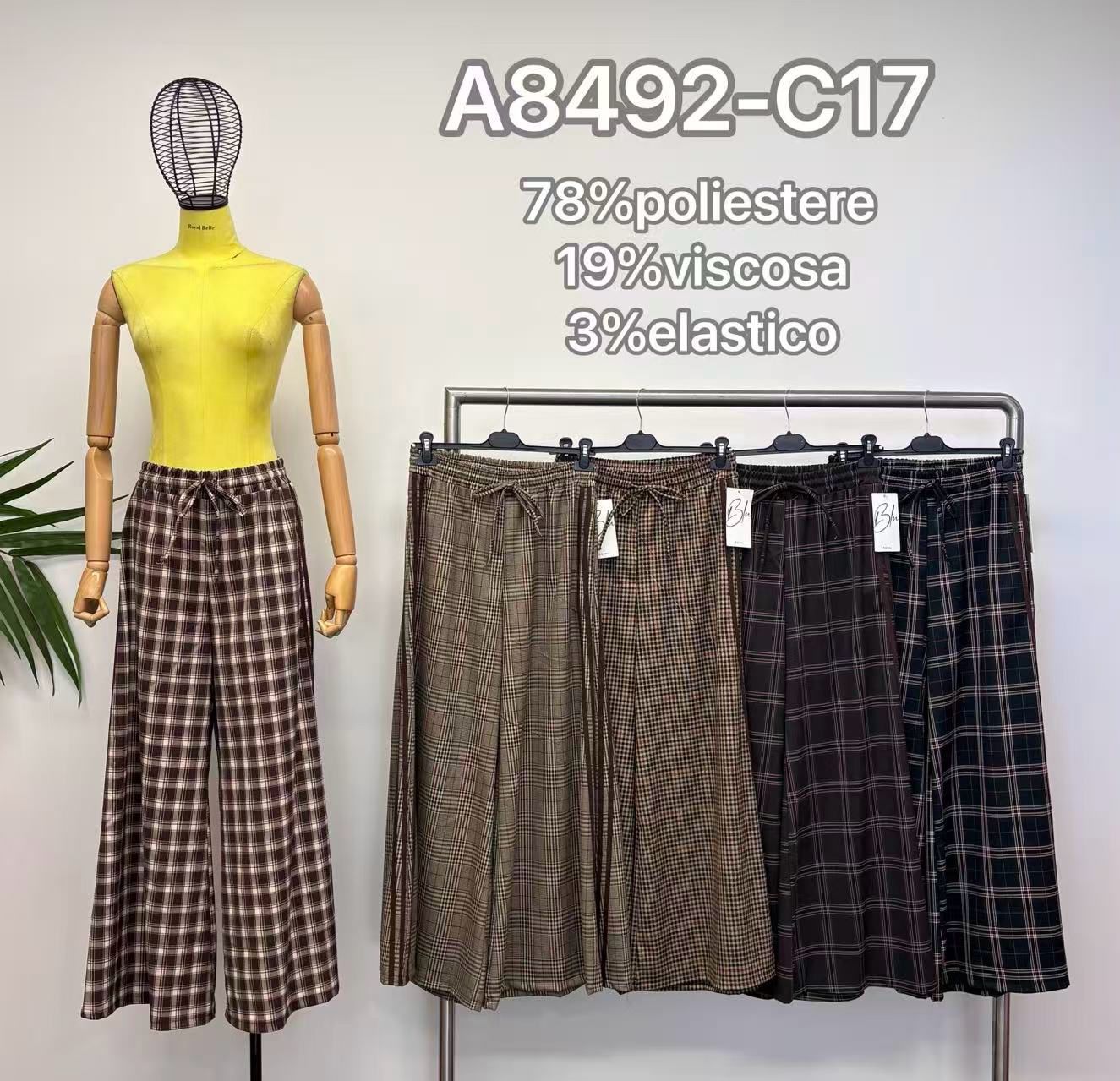 Kalhoty Wide Leg v Kostce