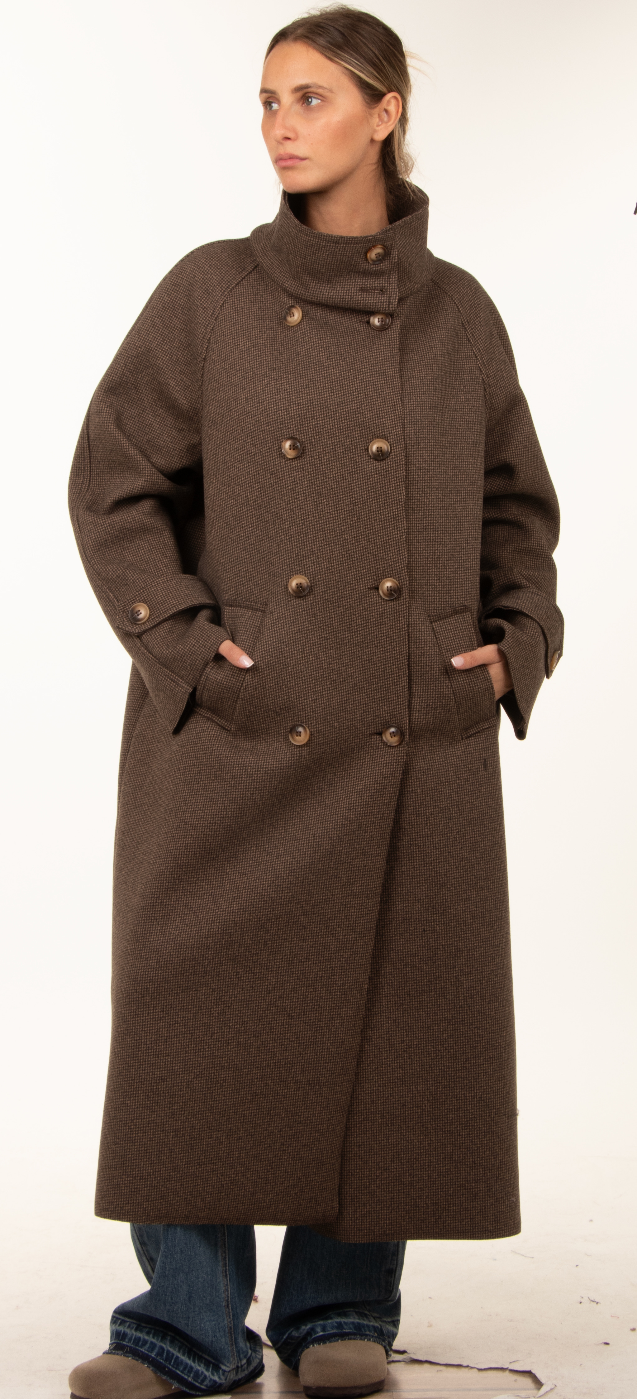 Oversize maxi kabát se stojáčkem