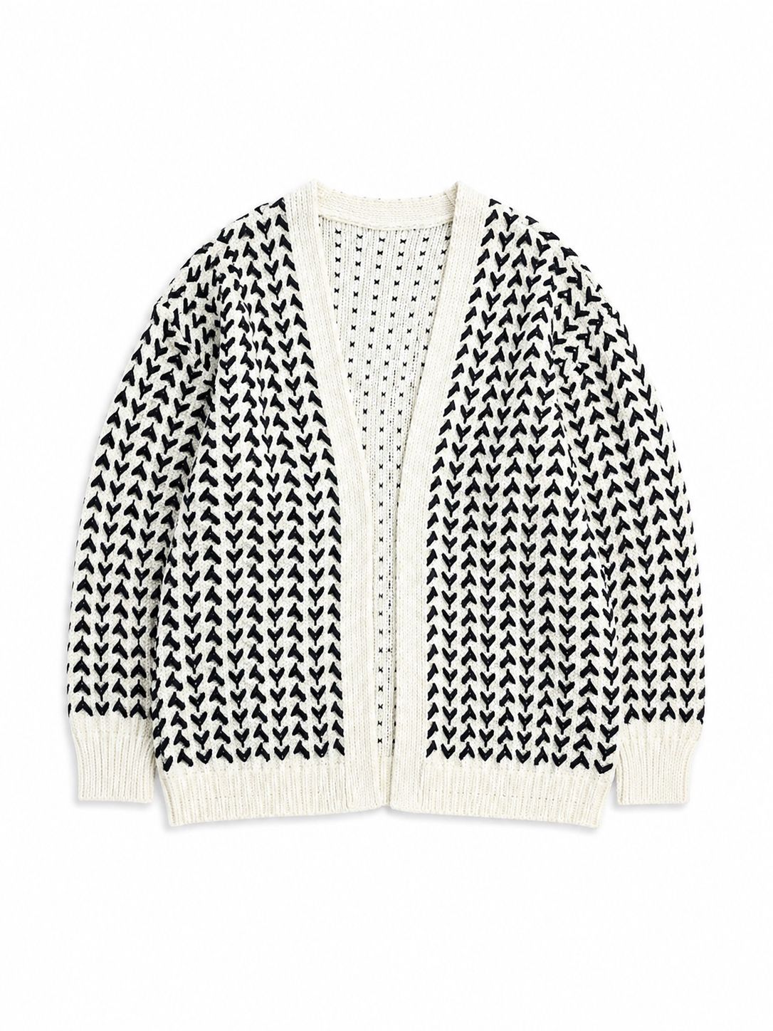 Geometrický cardigan s výstřihem do V